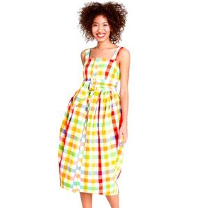 Christopher John Rogers Vibrant Checkered Midi Dress